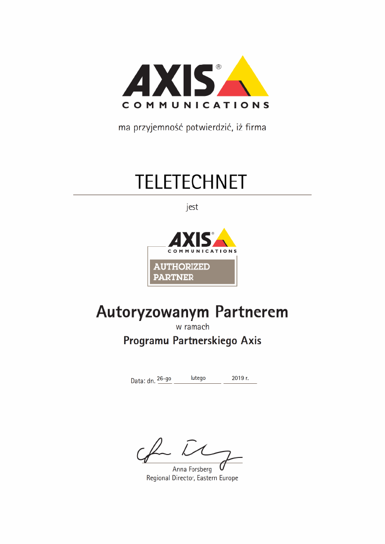 Podgląd dokumentu: AXIS Communications
